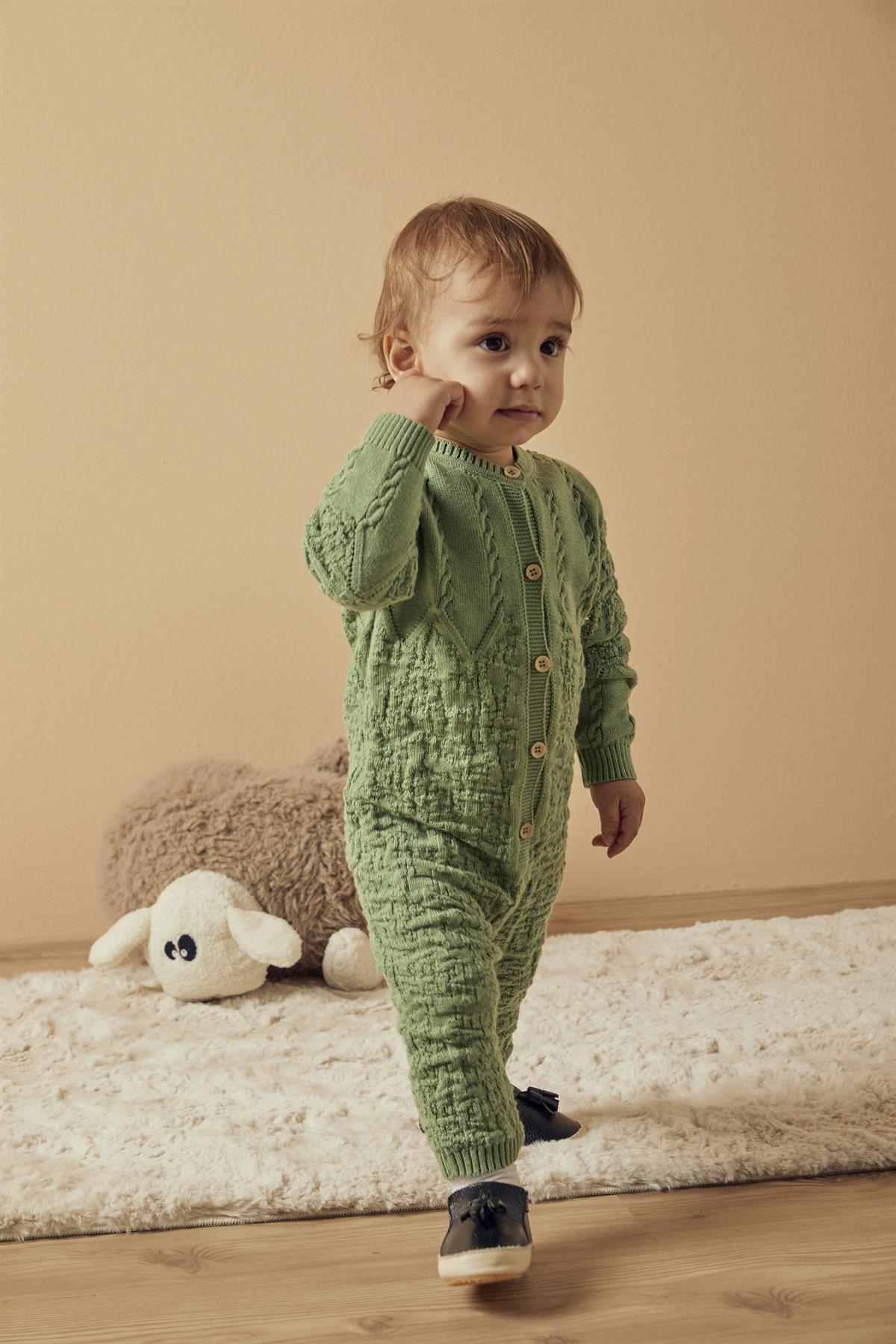 Yeşil Organik Pamuk Örgülü Tulum