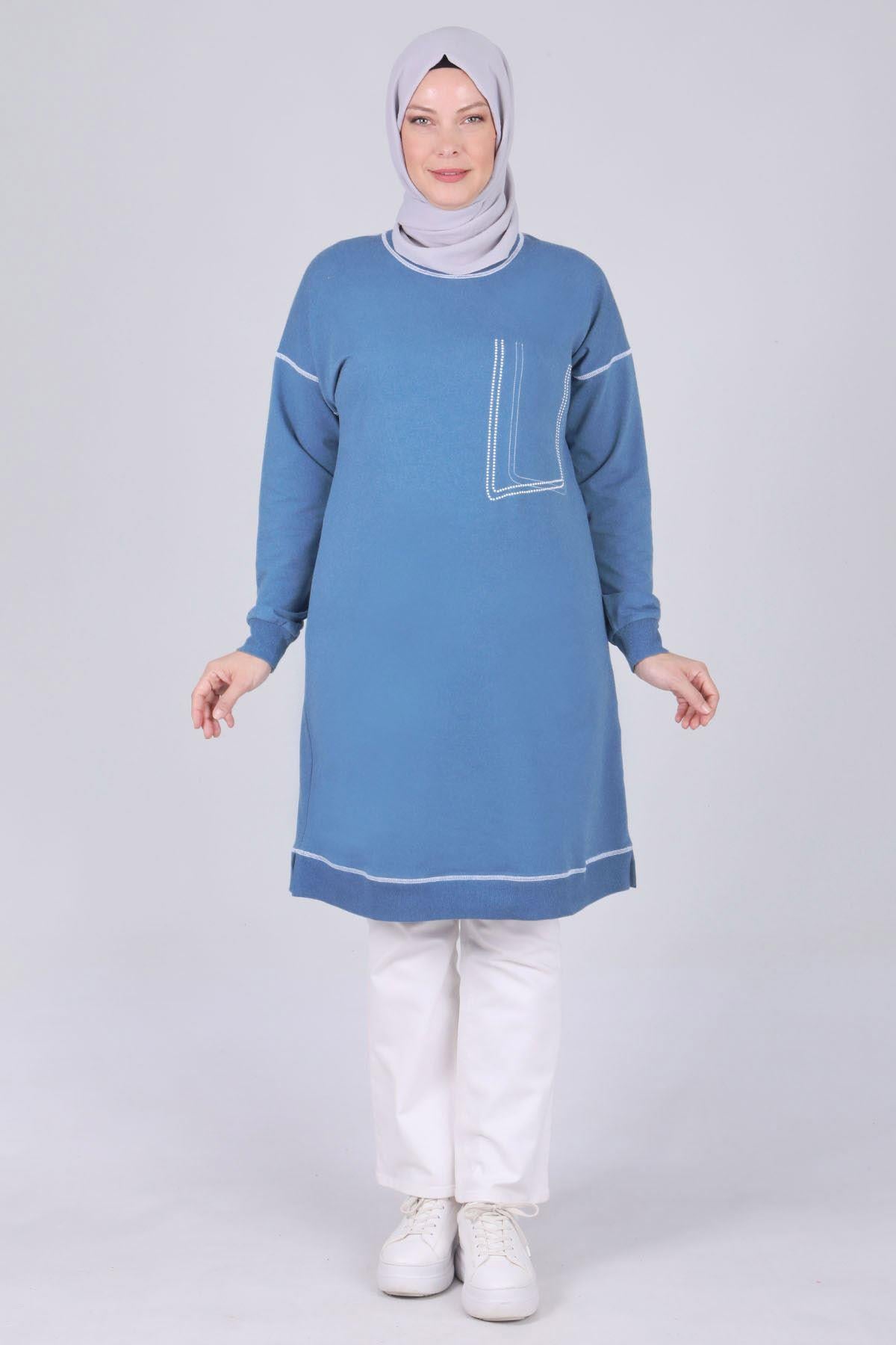 Basic İki İplik Tunik - Duman Mavi