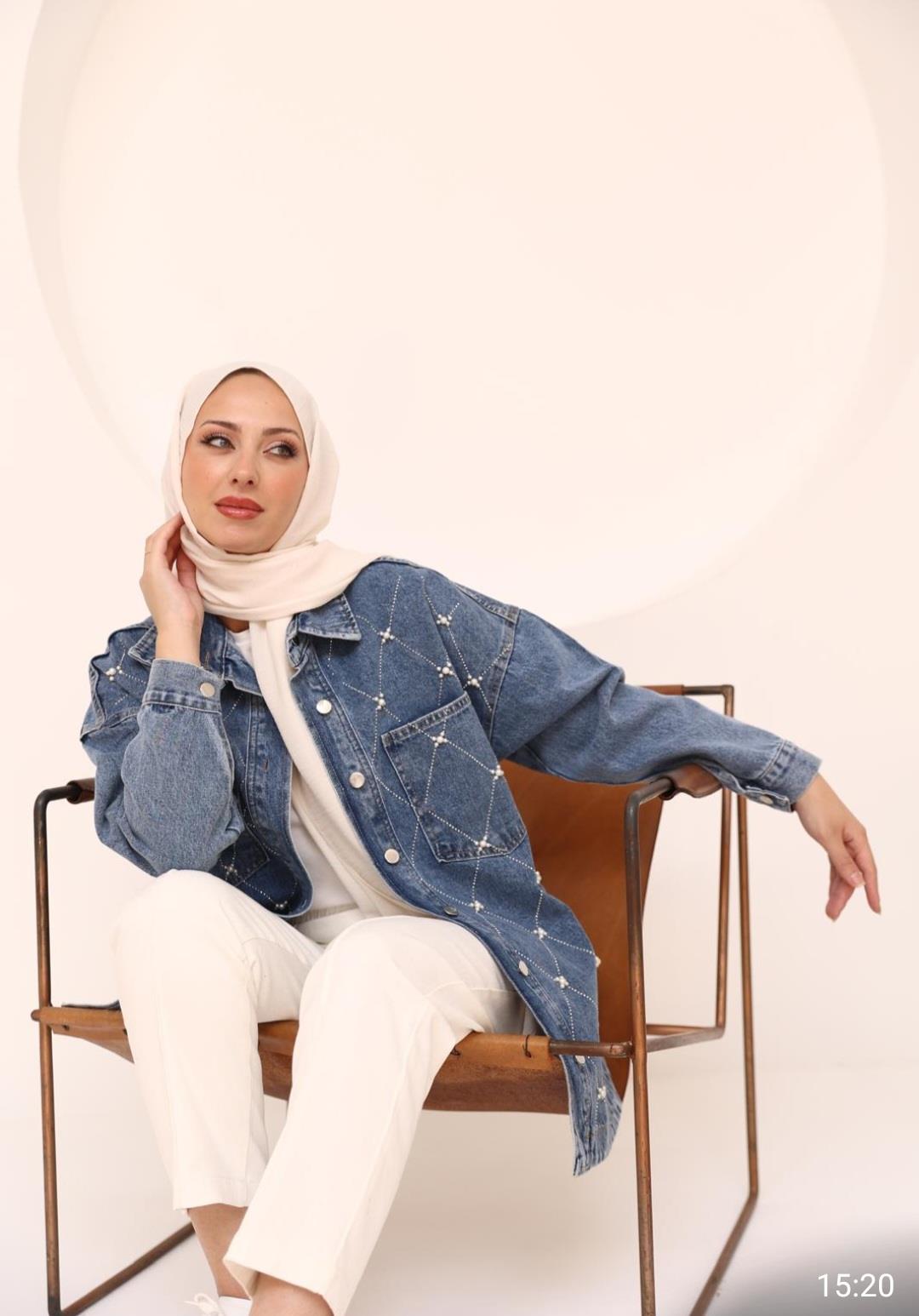 İnci Çakmalı Denim Ceket 