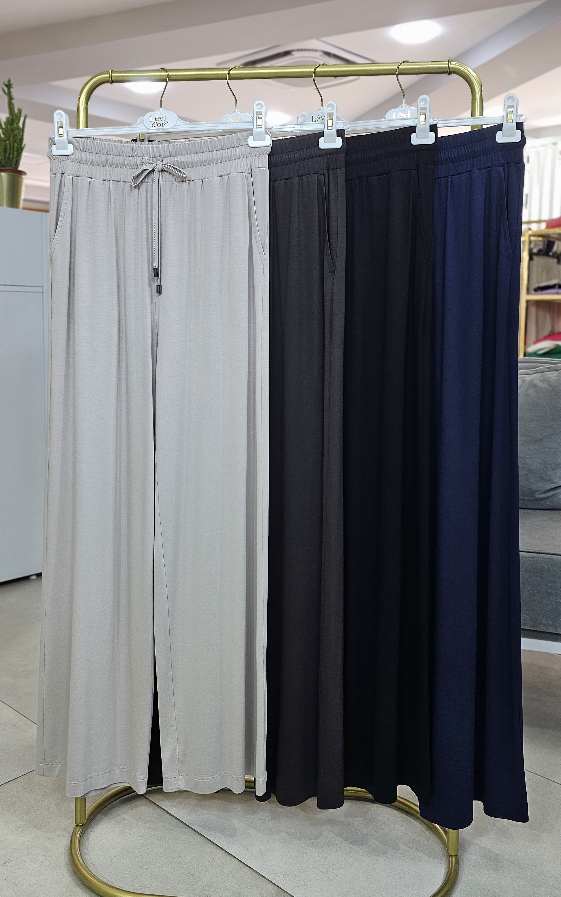 İpek Penye Bol Paça Pantolon
