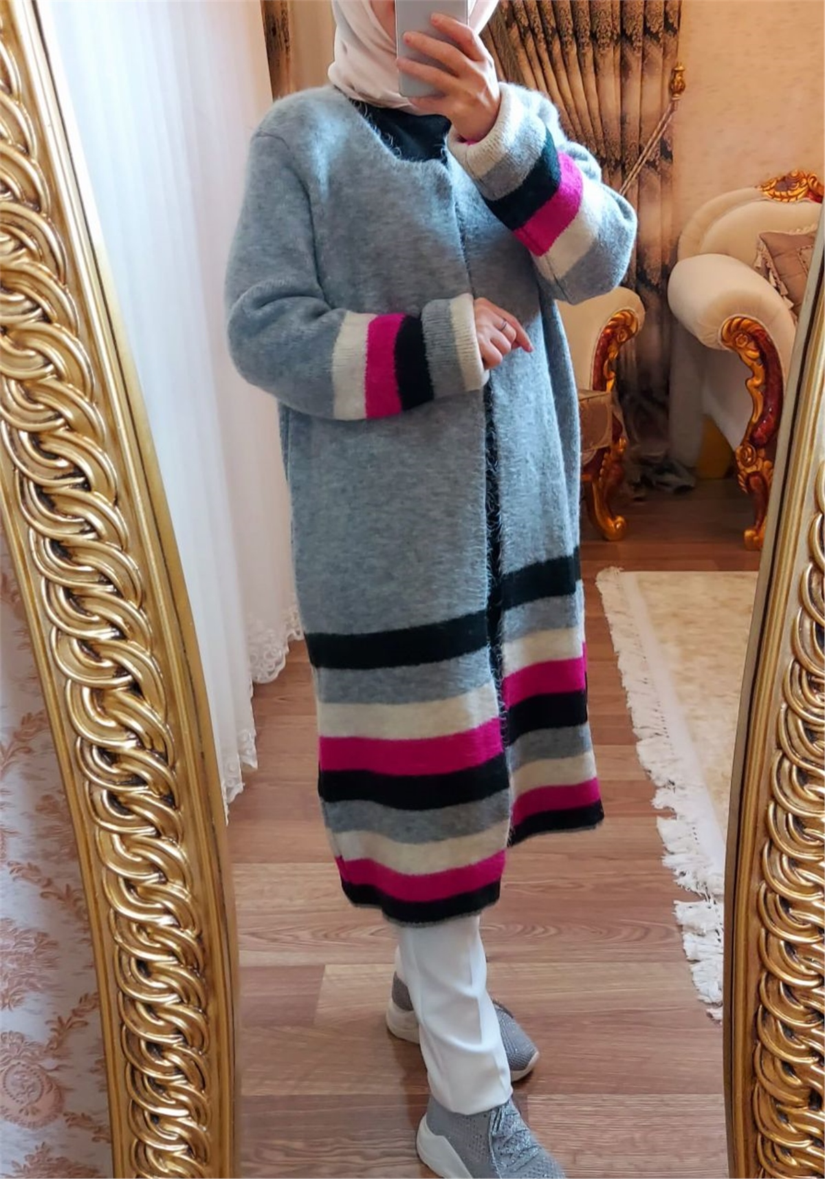 İthal Angora Kaban Hırka Gri