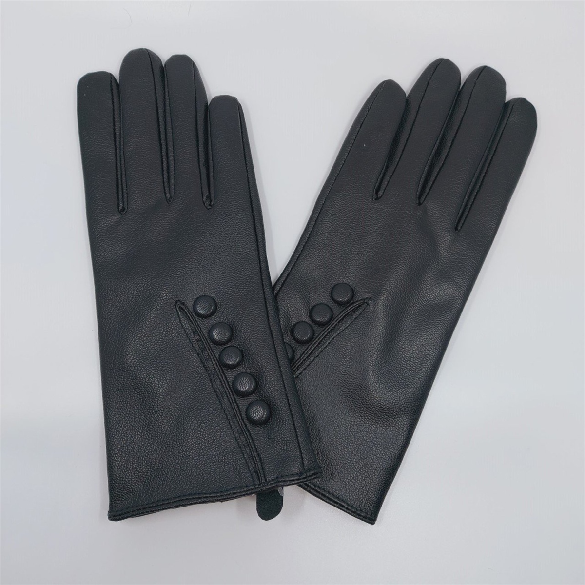 İthal İçi Yünlü Deri Eldiven - Siyah