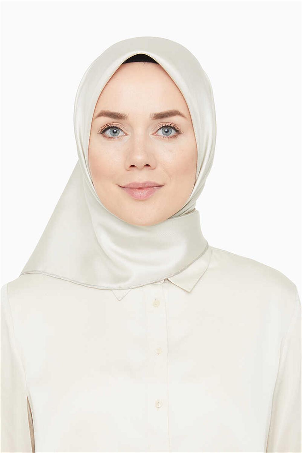 Levidor  Twill Saf İpek Eşarp - Ekru