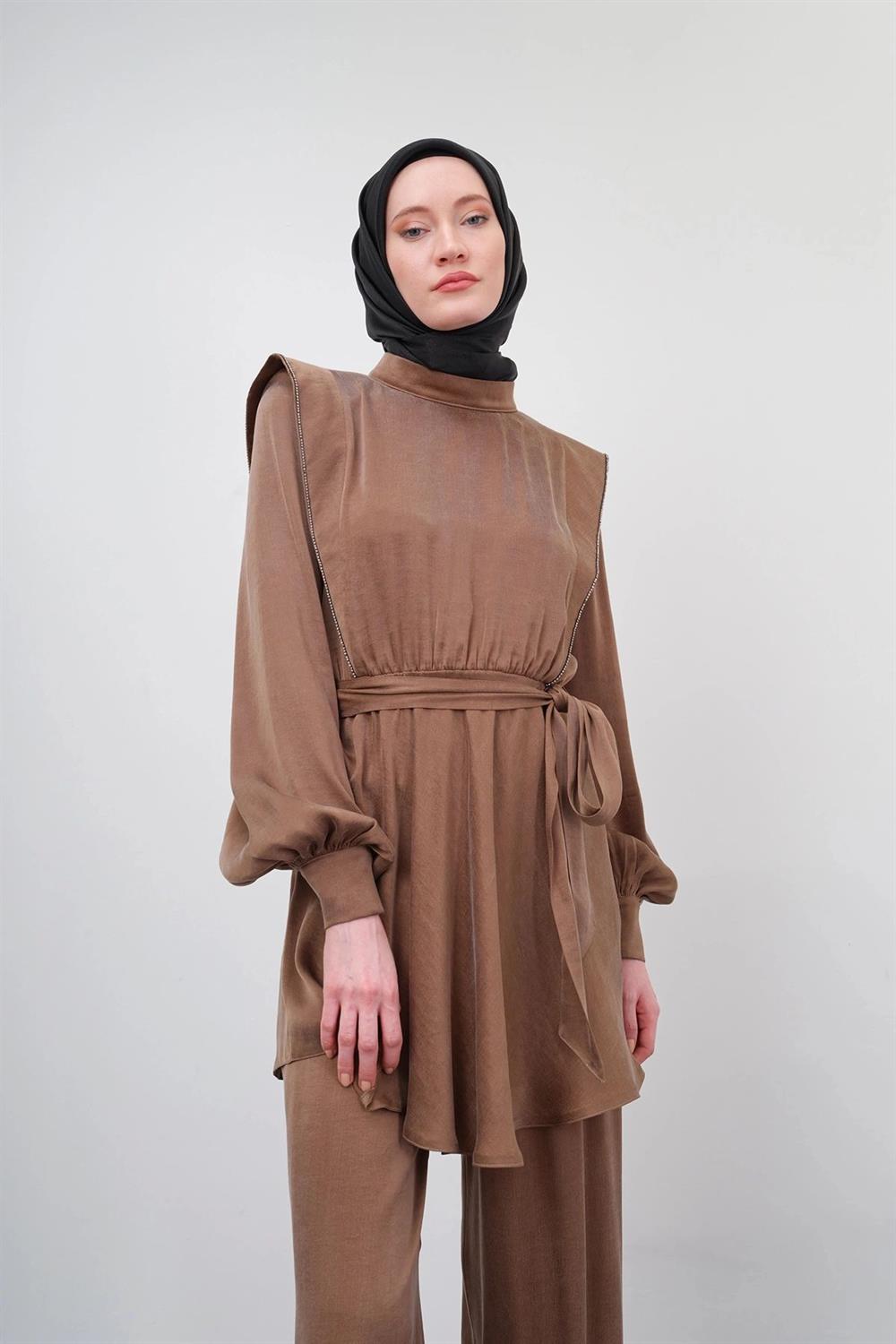 Luxury İpek Tencel Takım - Cappuccıno