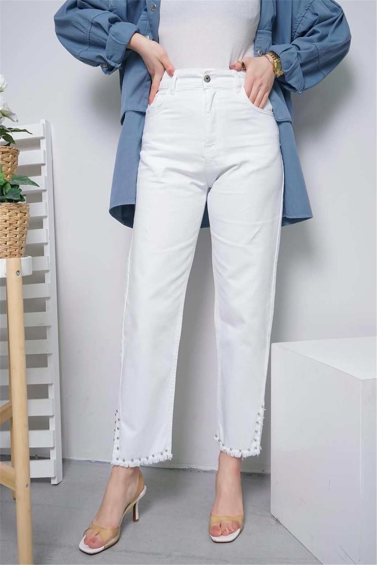 Püsküllü Denim Pantolon