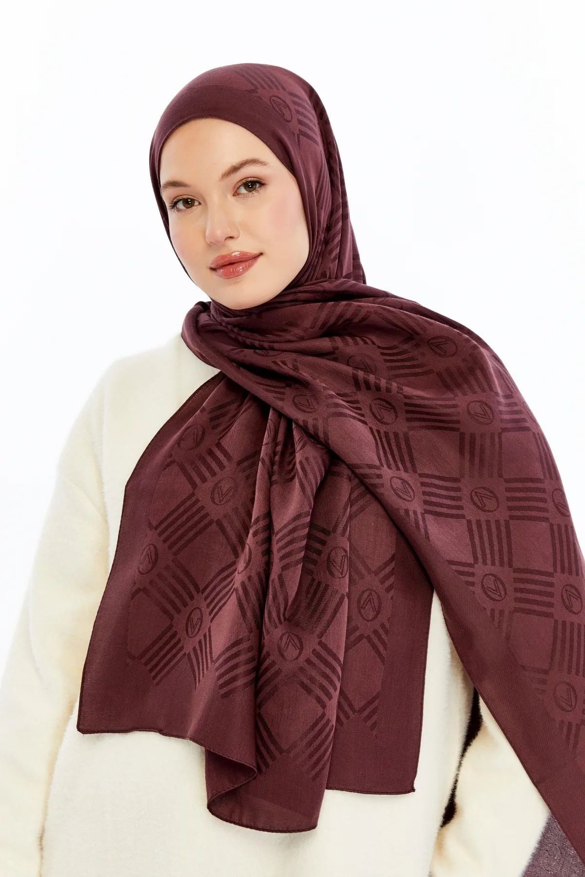 Valentino Kibrit Logo Şal - Bordo