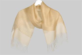 İPEKLİ ÇİFT KATLI SİMLİ ŞAL - GOLD