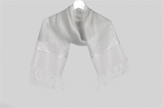 İPEKLİ ÇİFT KATLI SİMLİ ŞAL - GÜMÜŞ