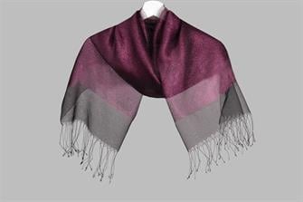 İPEKLİ ÇİFT KATLI SİMLİ ŞAL - SİYAH - FUŞYA