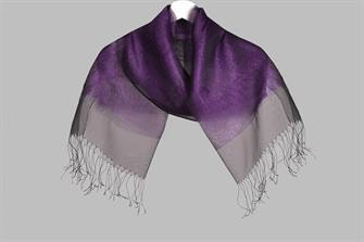 İPEKLİ ÇİFT KATLI SİMLİ ŞAL - SİYAH - MOR