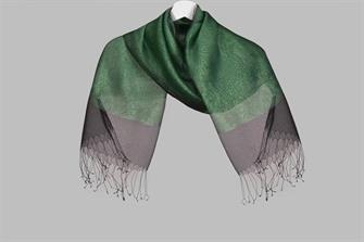İPEKLİ ÇİFT KATLI SİMLİ ŞAL - SİYAH - YEŞİL