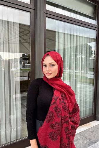 İthal Yün İpek Yargıcı Şal - Bordo