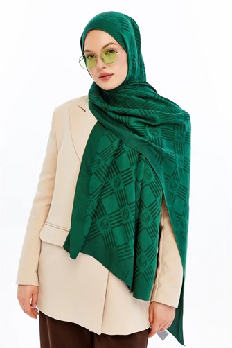Valentino Kibrit Logo Şal - Zümrüt Yeşili