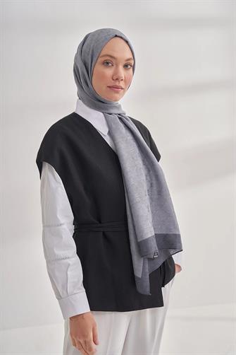 ZİNCİR MONOGRAM ŞAL - GRİ
