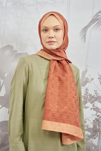 ZİNCİR MONOGRAM ŞAL - KİREMİT