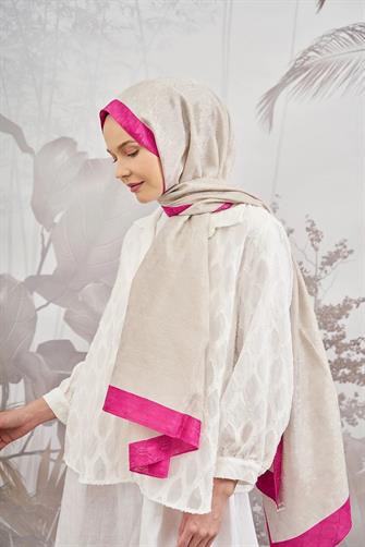 ZİNCİR MONOGRAM ŞAL - TAŞ - FUŞYA