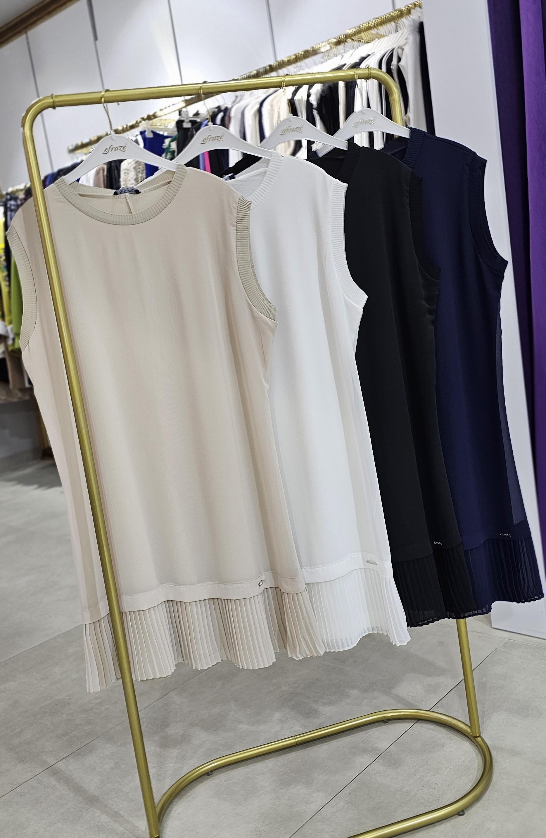 90 cm. Merserize Ribanalı Önü Şifon Detaylı Piliseli İpek Penye İçlik - ADET