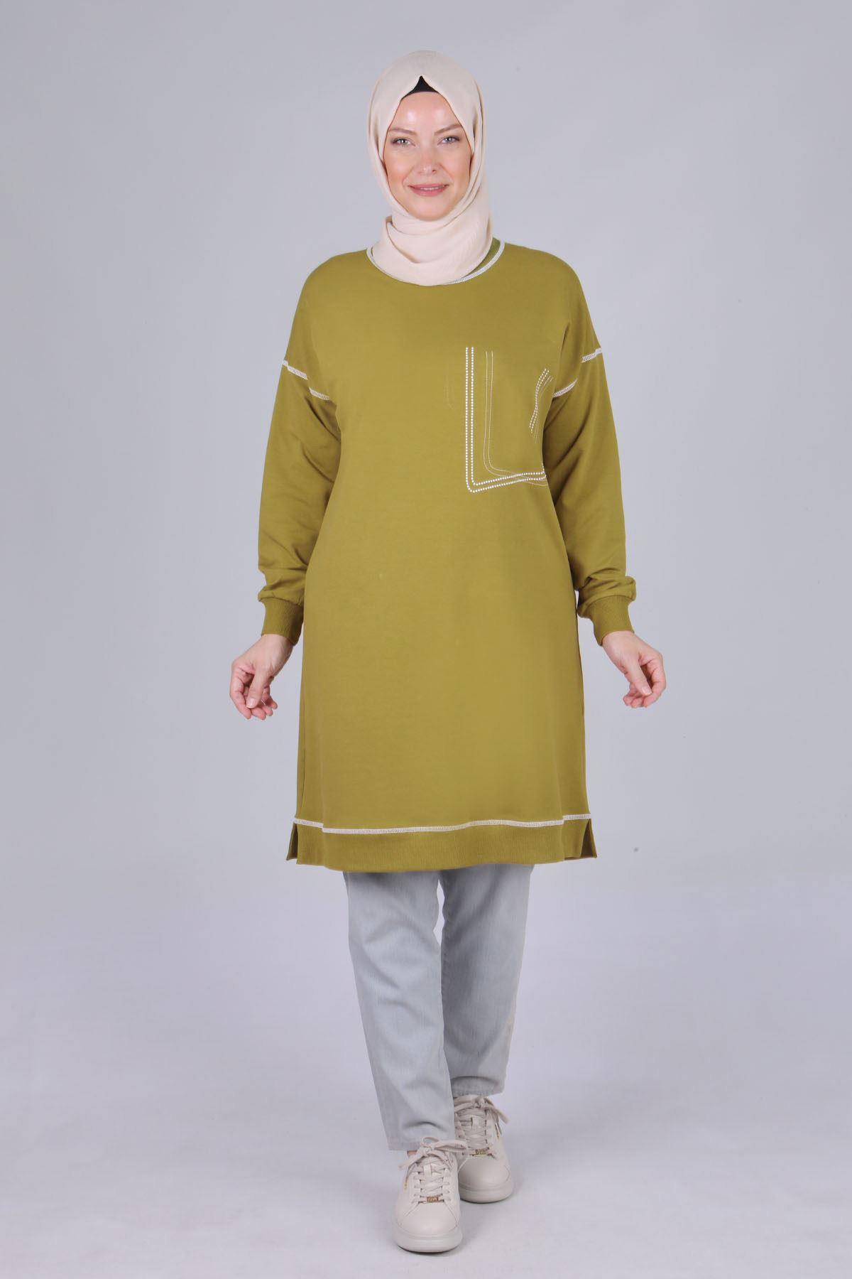 Basic İki İplik Tunik - Olive