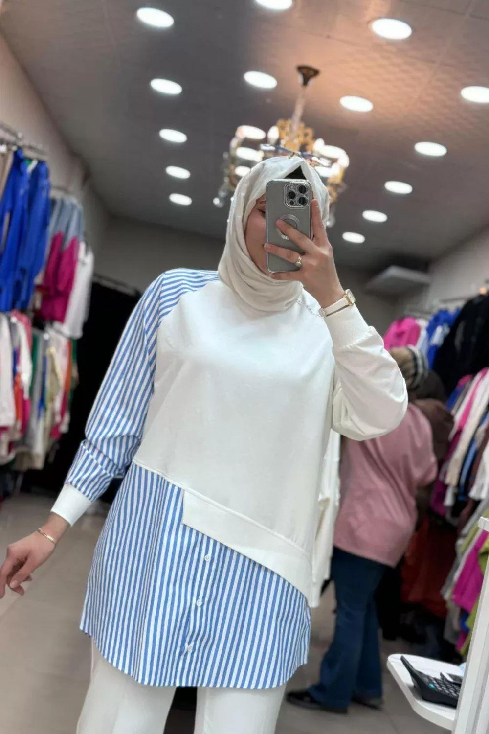 ÇİZGİLİ TUNİK - MAVİ