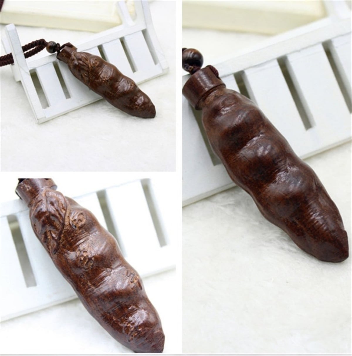 İthal Ahşap Yaprak Kolye