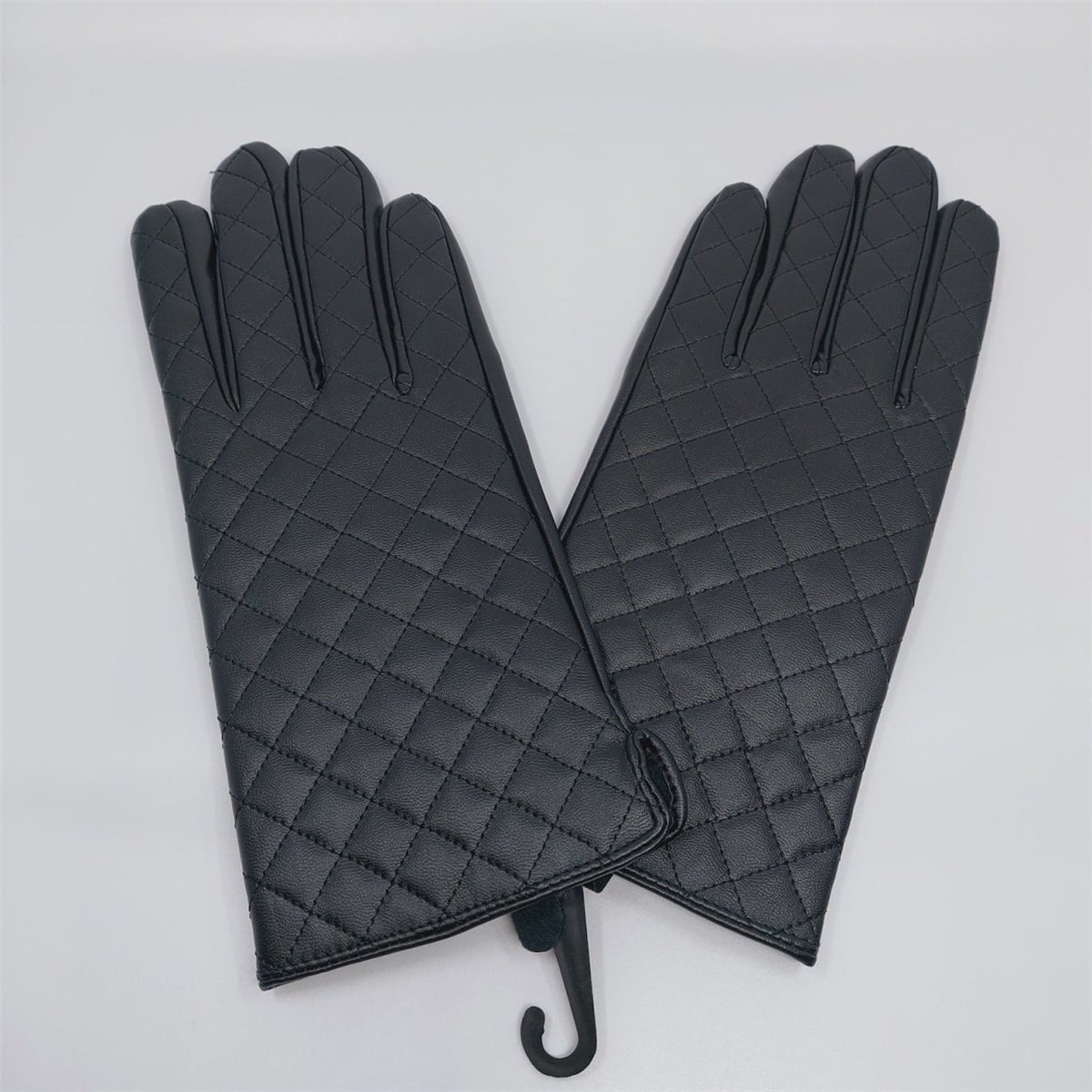 İthal İçi Yünlü Deri Eldiven - Siyah