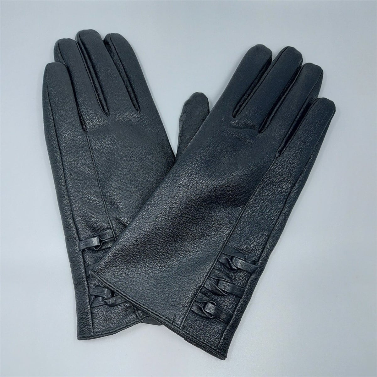 İthal İçi Yünlü Deri Eldiven Siyah