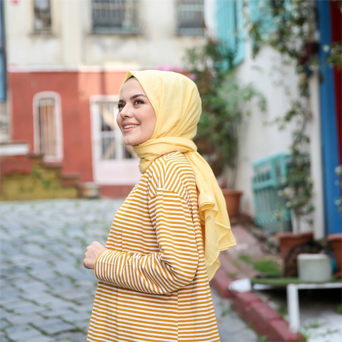 Ladure Organik Pamuk Şal - Sarı