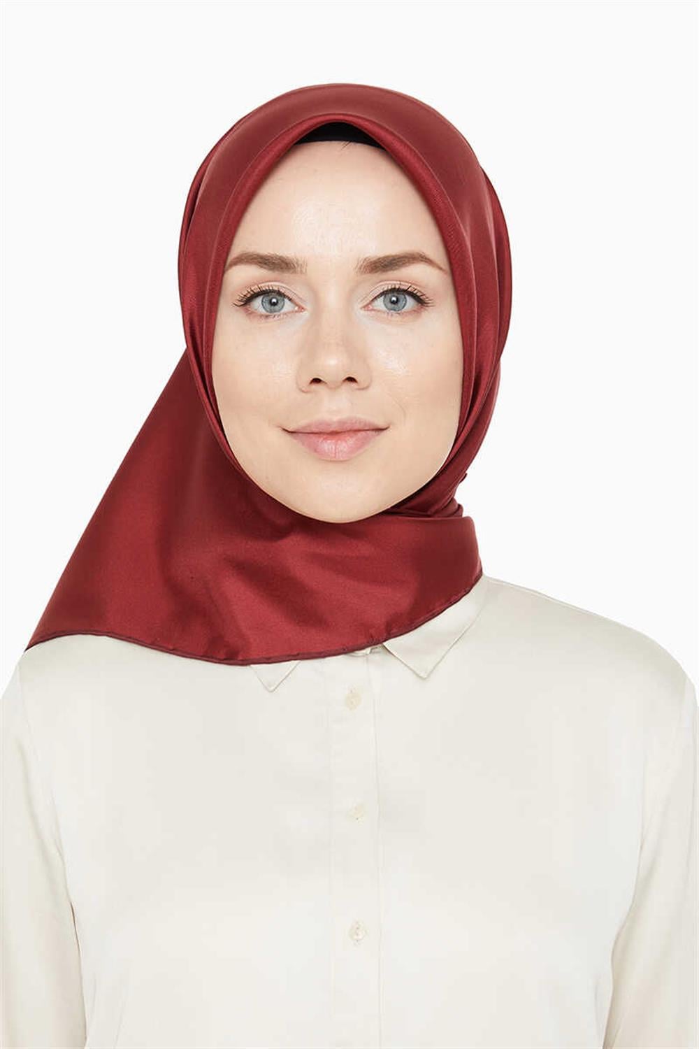 Levidor  Twill Saf İpek Eşarp - Bordo
