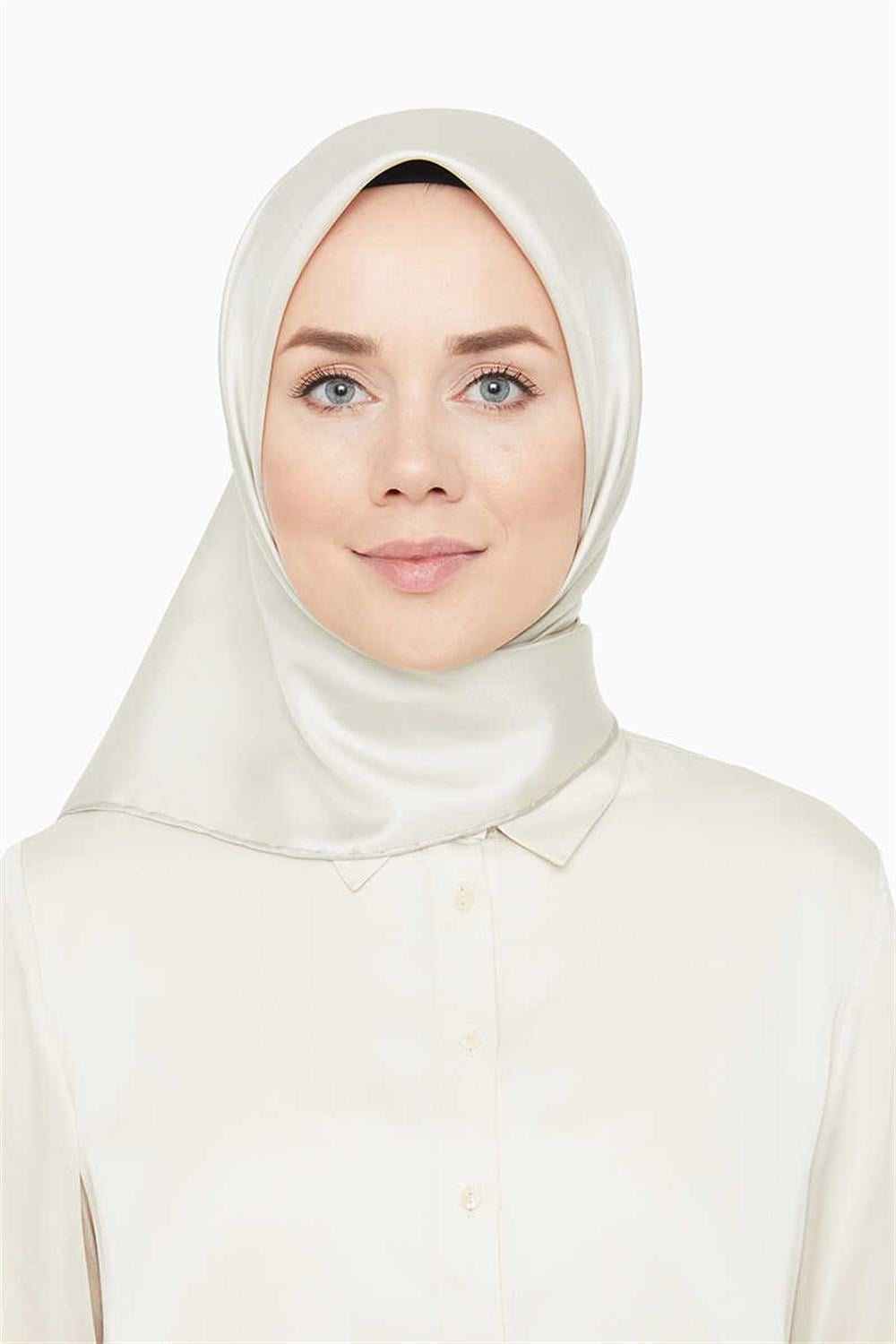 Levidor  Twill Saf İpek Eşarp - Ekru