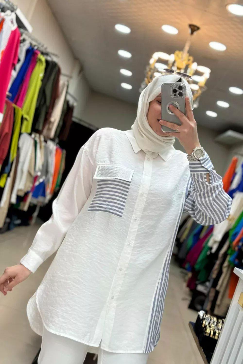 Modal Gömlek Tunik- Gri