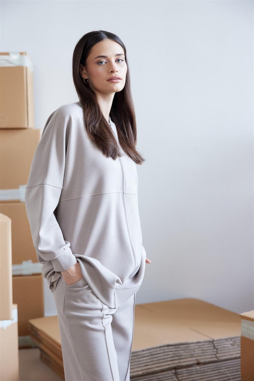 Önü Fermuarlı Oysho Takım - Siyah