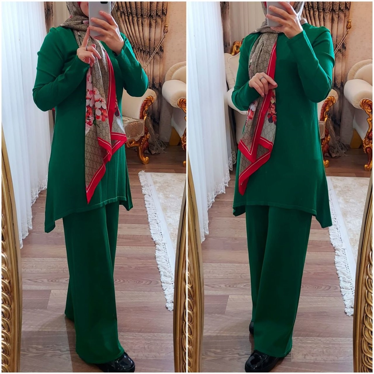 Merve Sultan Butik | Soğuk İplik Merserize Pantolon - Yeşil | Triko |  299,90 TL