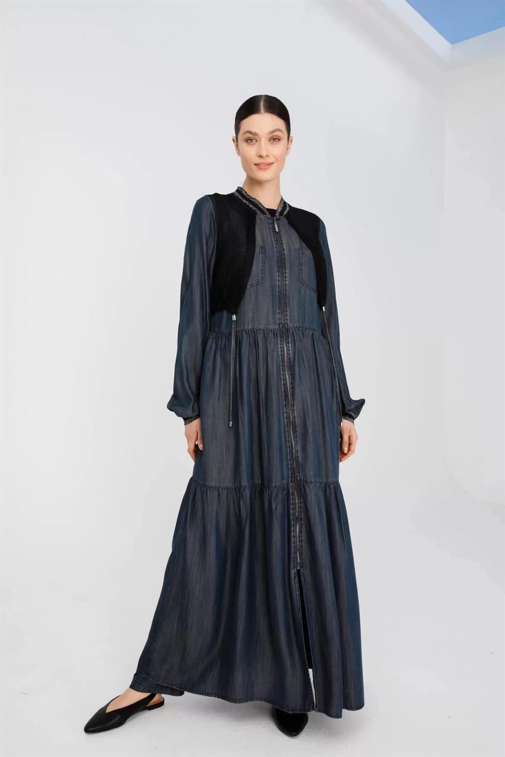 Tencel Elbise Pardesü - Lyocell Antrasit