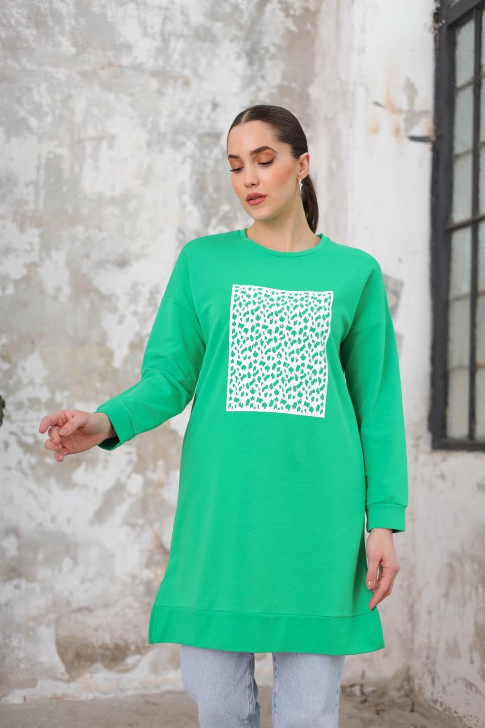 Varaklı Sweat - Yeşil