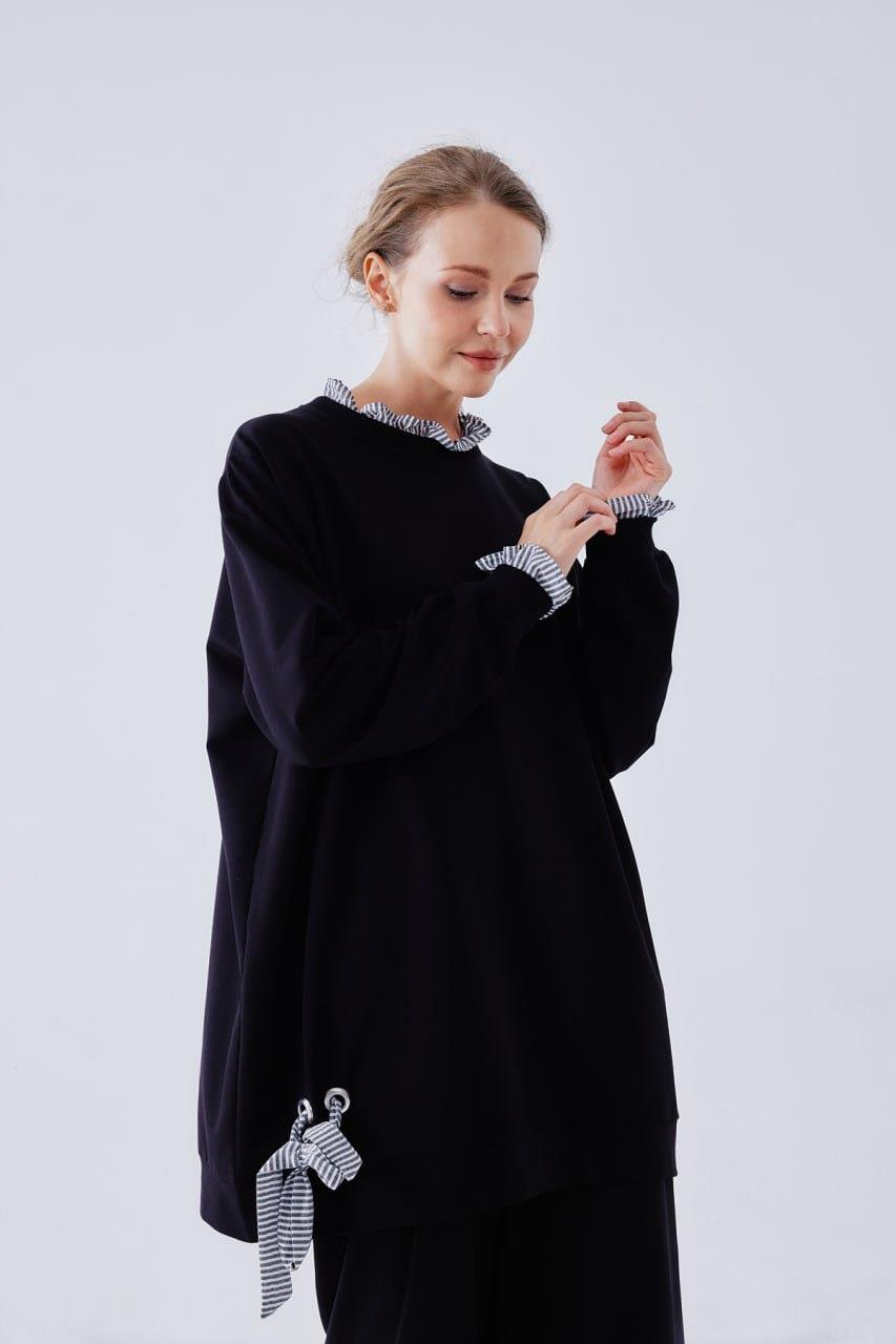 Yandan Bağcıklı Sweat - Siyah