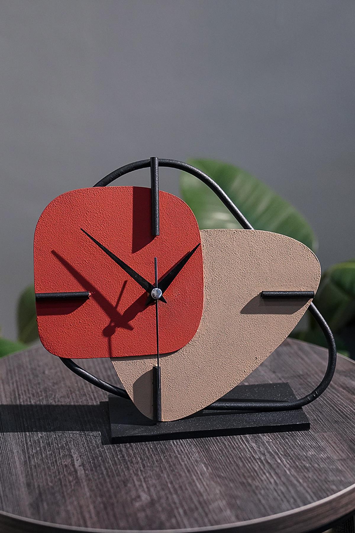 MUYİKA Brazil Metal Masa Saati Kremit-S. Kahve 25x22cm 