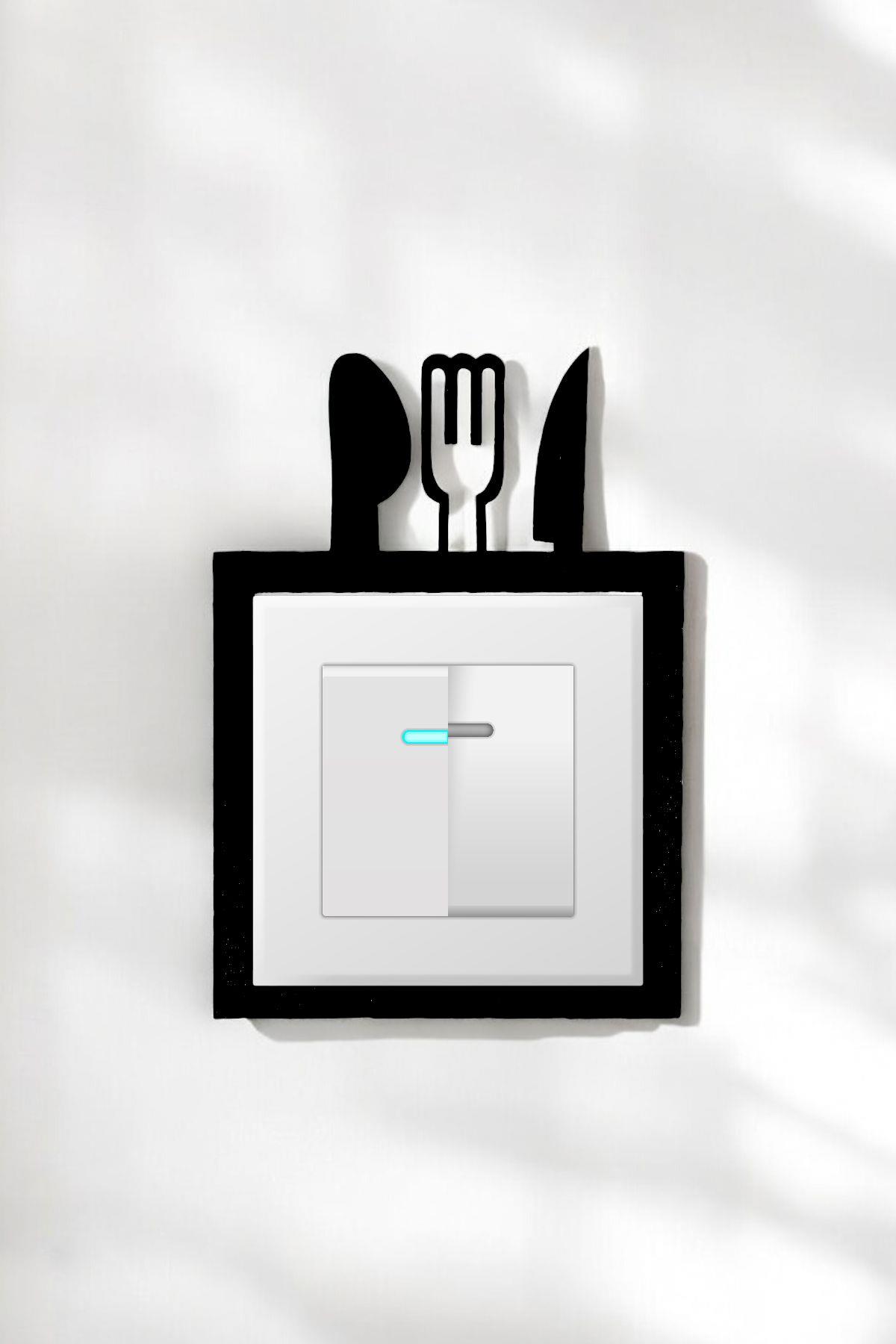 Muyika Dekoratif Priz Çerçevesi MDF Çatal Bıçak