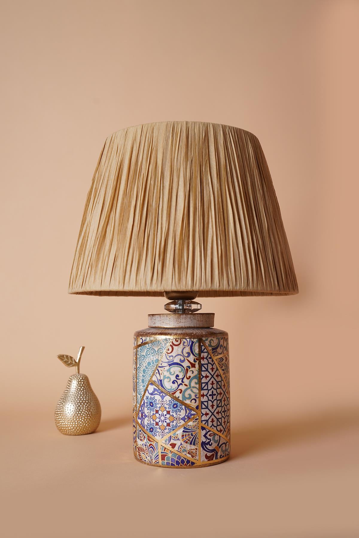 MUYİKA Marbrure Handmade Seramik Abajur Krem