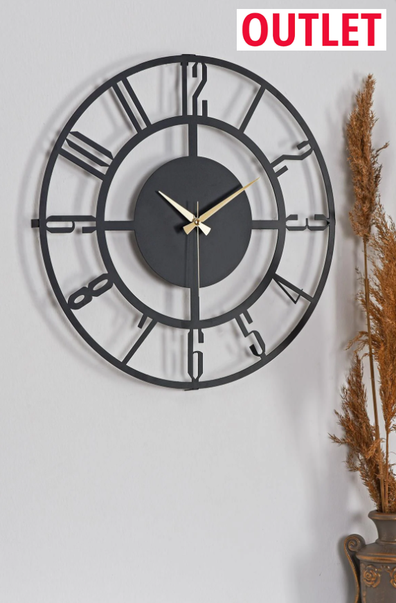 MUYİKA Outlet Bunnela Metal Siyah Duvar Saati 50x50cm MDS-50
