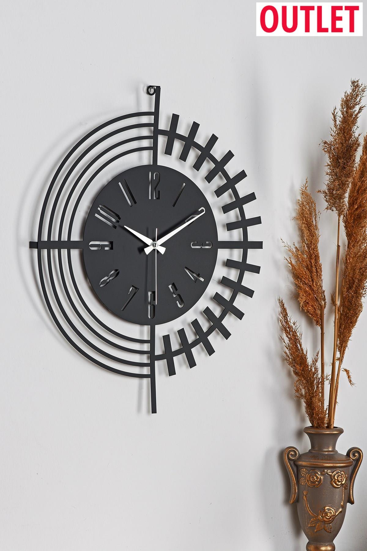 MUYİKA Outlet Dubai Metal Siyah Duvar Saati 50x50cm Sessiz Mekanizma MDS-50