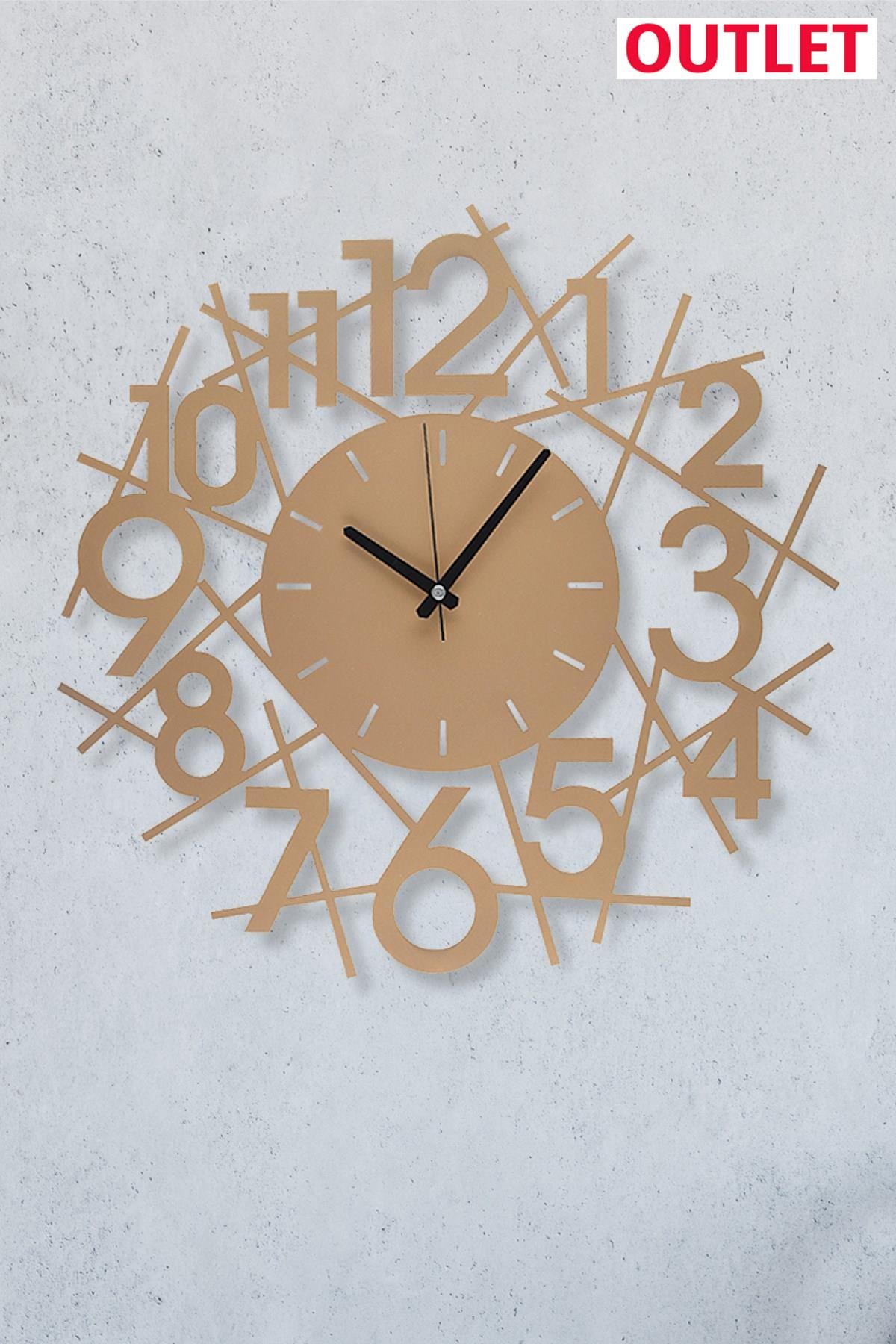 MUYİKA OUTLET Karde Metal Gold/Eskitme Rengi Duvar Saati 50x50cm MDS-50