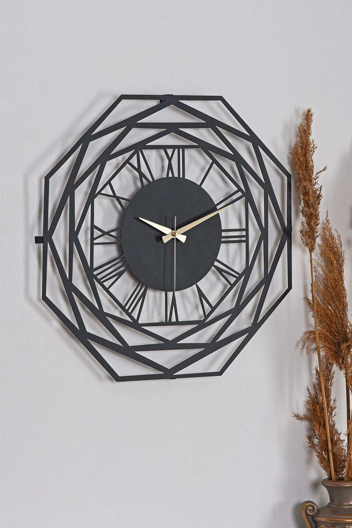 MUYİKA Repido Metal Siyah Duvar Saati 41x41cm MDS-41