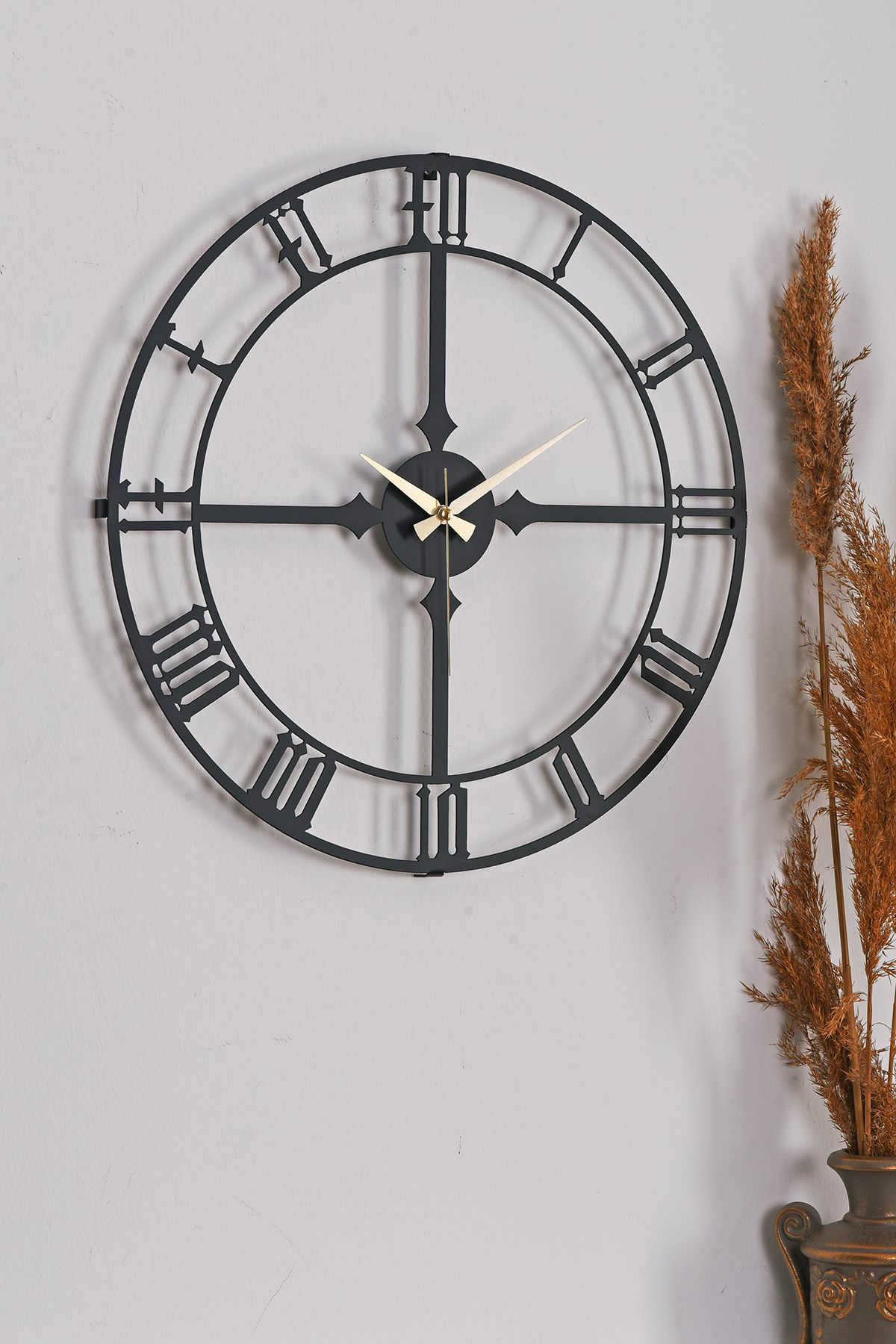MUYİKA Stile Metal Siyah Duvar Saati 50x50cm MDS-50