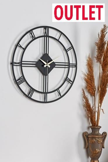 OUTLET MUYİKA Roma Elegante Metal Siyah Sessiz Mekanizma Duvar Saati 41x41cm MDS-41