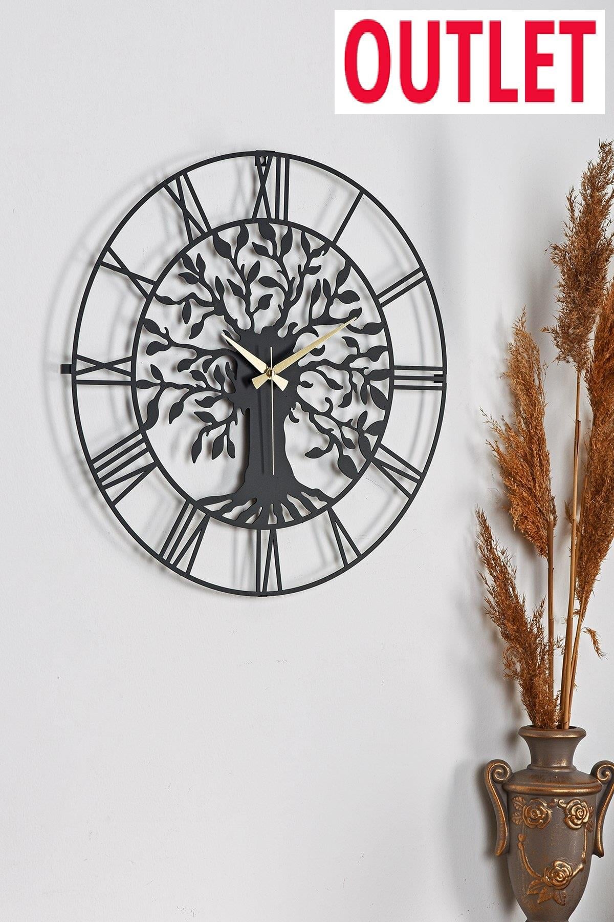 OUTLET MUYİKA Vita  Metal Siyah Sessiz Mekanizma Duvar Saati 41x41cm MDS-41