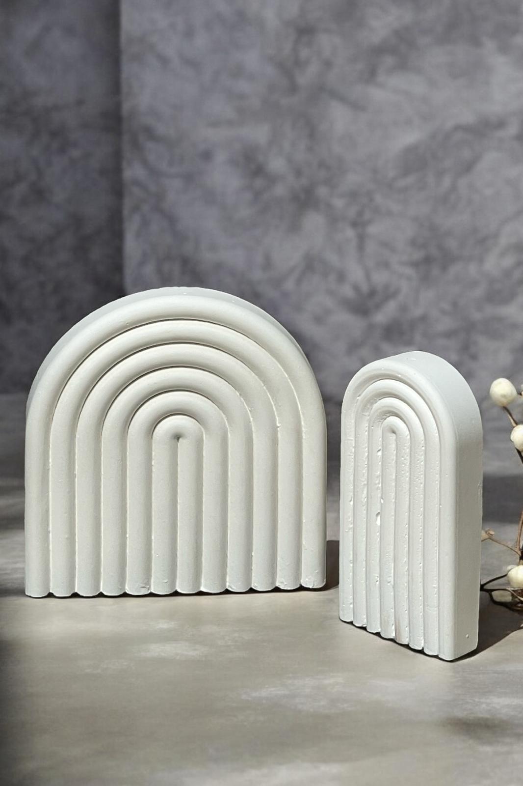 Soyut Dekoratif Obje Modern Minimalist Ev Aksesuarı Biblo , Ev ve Ofis İçin Şık Tasarım - 2'li Bohem Beyaz