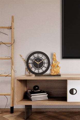 Muyika Bunnela Gold Sessiz Mekanizmalı Polyester Biblo Metal Masa Saati 21x21 cm DENİZ KIZI MMS-POB