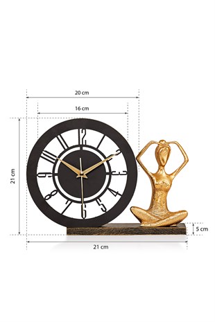 Muyika Bunnela Gold Sessiz Mekanizmalı Polyester Biblo Metal Masa Saati 21 x 21 cm YOGA MMS-POB