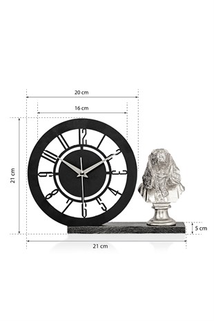 Muyika Bunnela Gümüş Sessiz Mekanizmalı Polyester Biblo Metal Masa Saati 21 x 21 cm Köpek MMS-POB