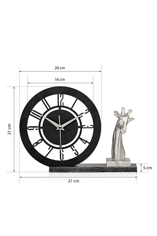 Muyika Bunnela Gümüş Sessiz Mekanizmalı Polyester Biblo Metal Masa Saati 21 x 21 cm Mantar MMS-POB